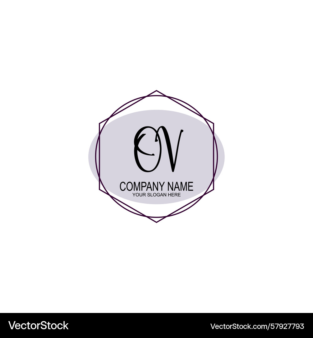 Handwriting logo concepts with initial ov Vector Image