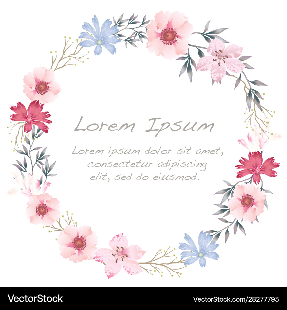 Watercolor flower frame Watercolor flower frame vector image