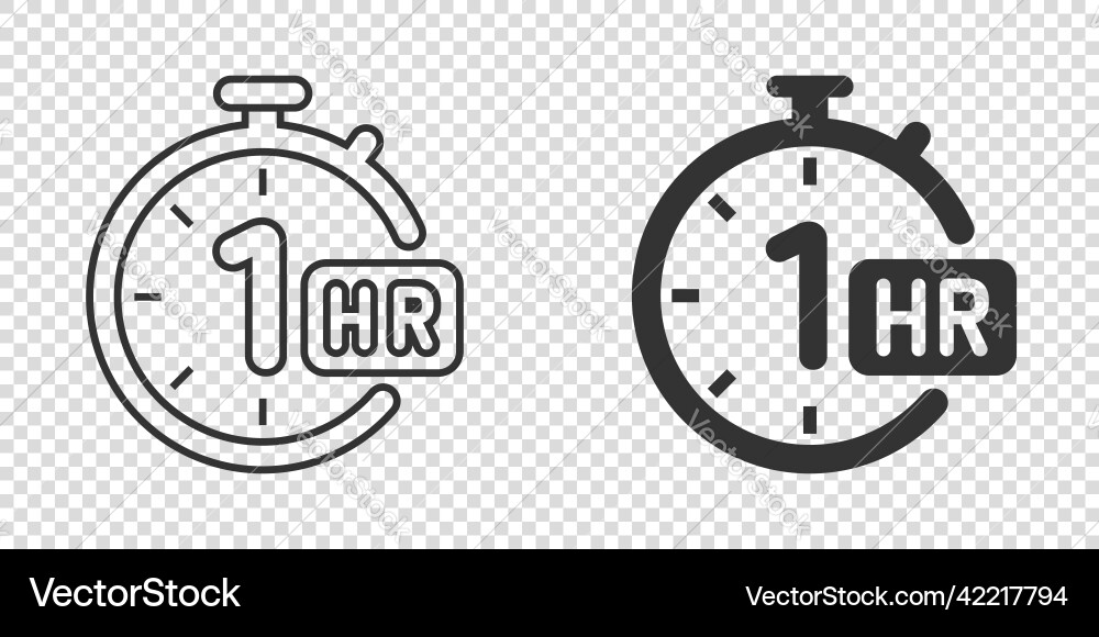 1 hour clock icon in flat style timer countdown 1 hour clock icon in flat style timer countdown vector image