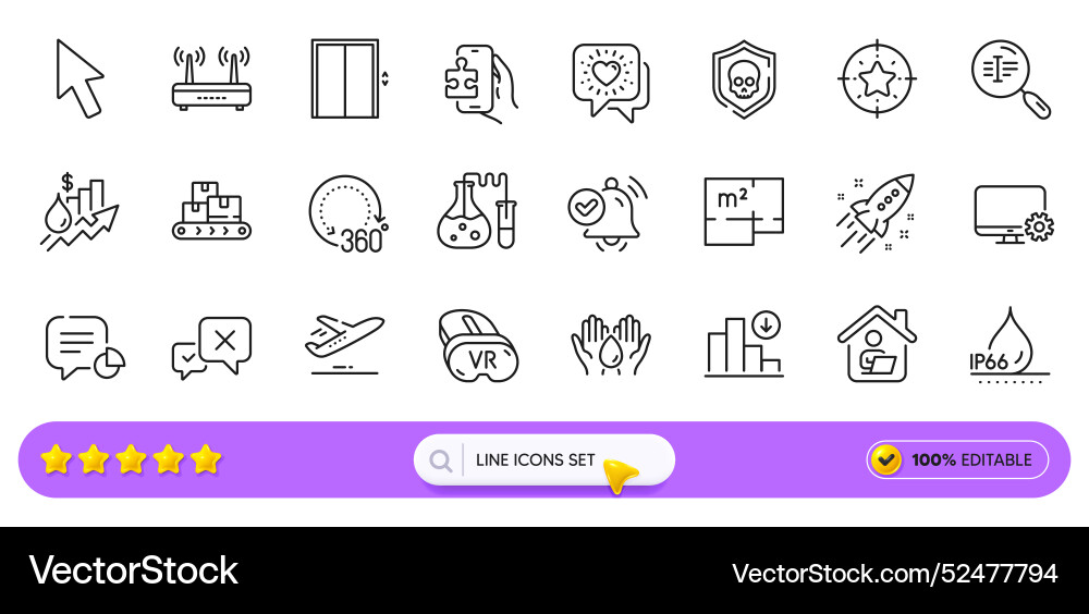 Lift star target and wifi line icons for web app Lift star target and wifi line icons for web app vector image