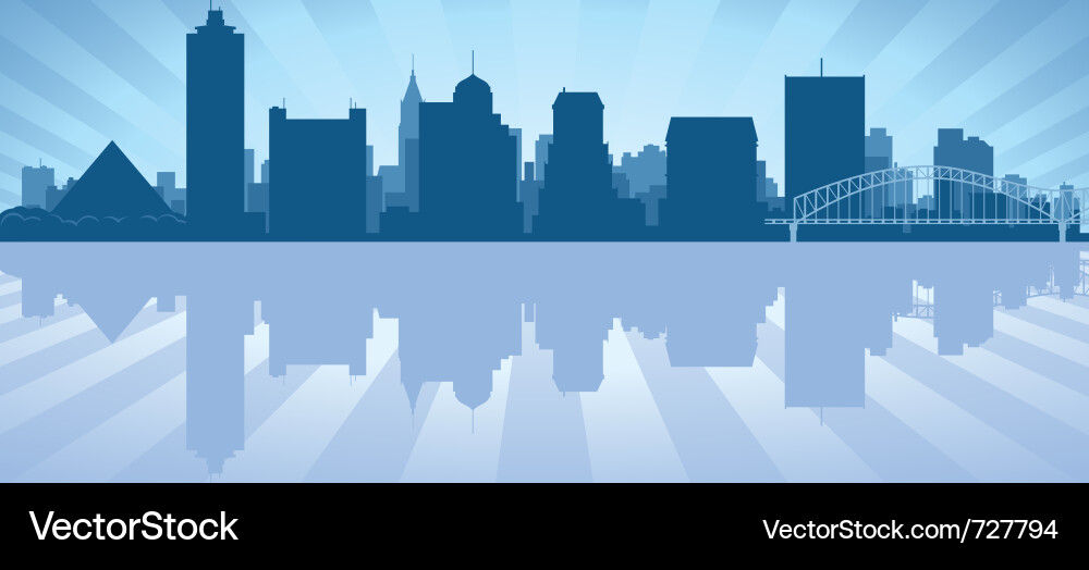 Memphis Skyline at Sunset vector image