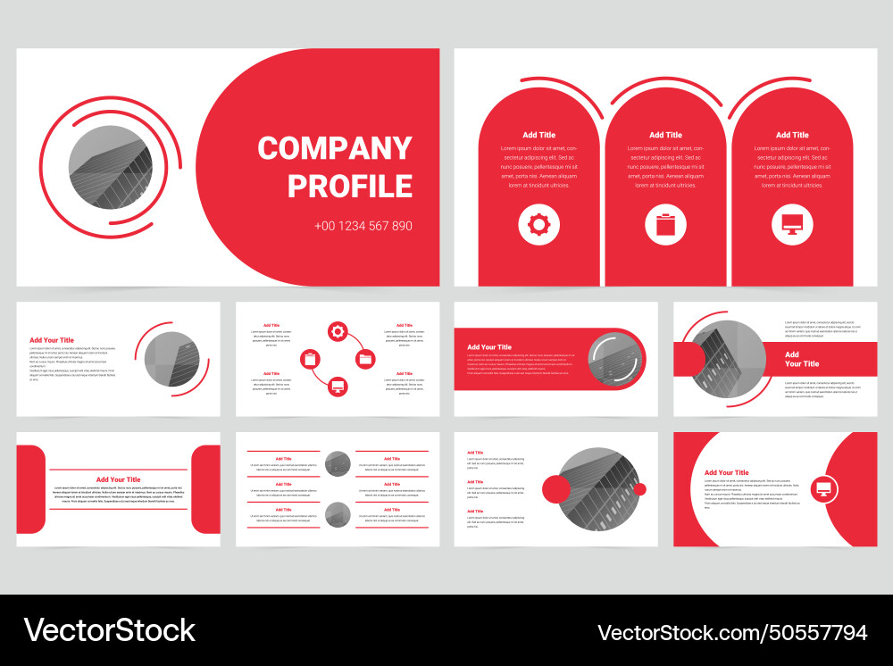 Red modern business work report slide presentation