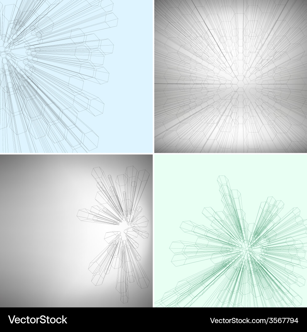 Set of abstract 3d hexagonal backgrounds template vector image