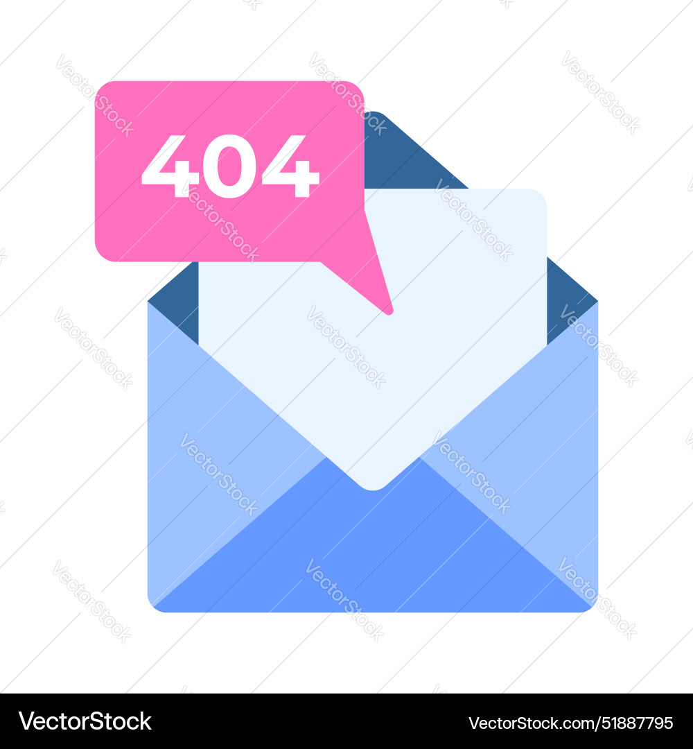 404 error with mail showing concept of isometric Vector Image