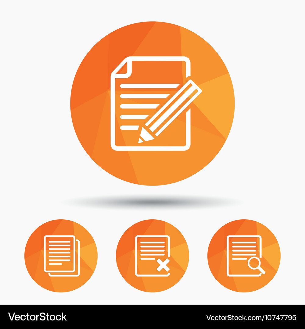 Document icons search delete and edit file Vector Image