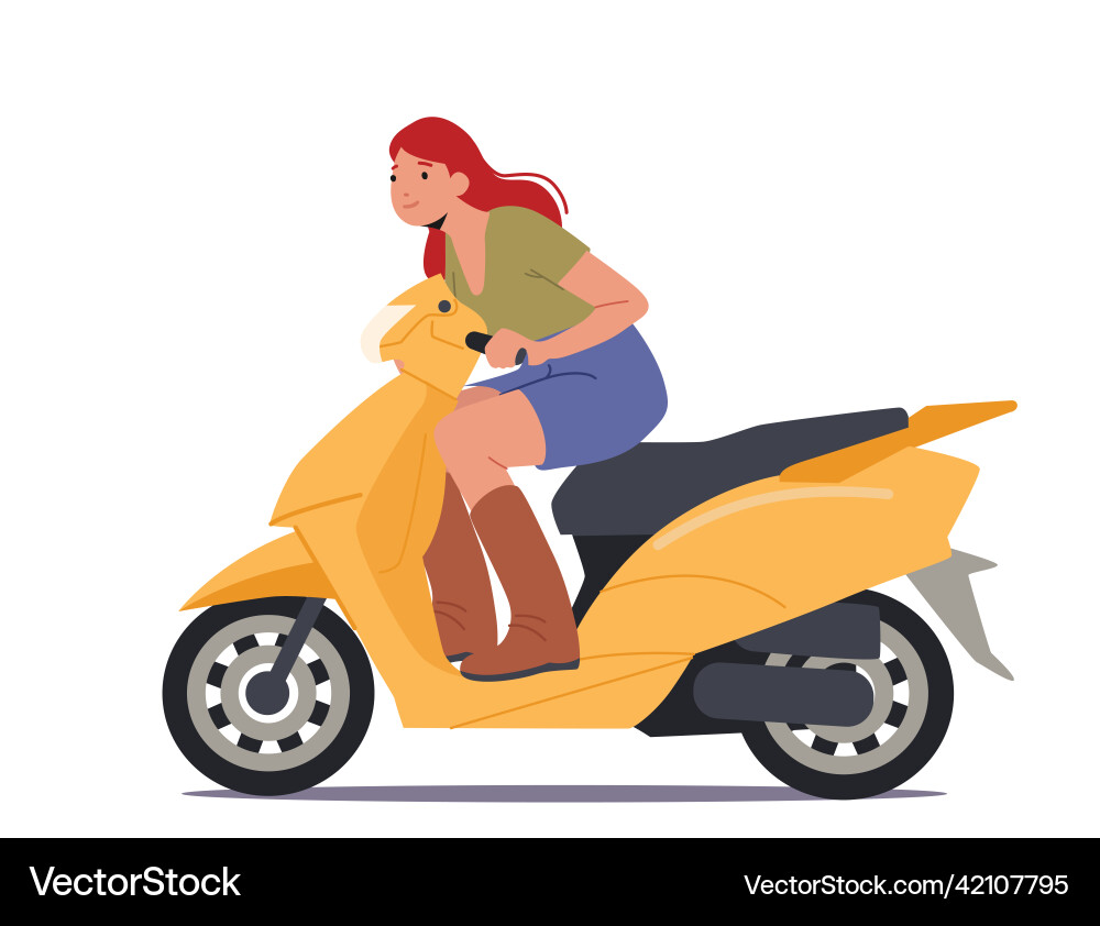 Junge Mädchen Reiten Motorrad oder moderne Roller Junge Mädchen Reiten Motorrad oder moderne Roller vektorbild