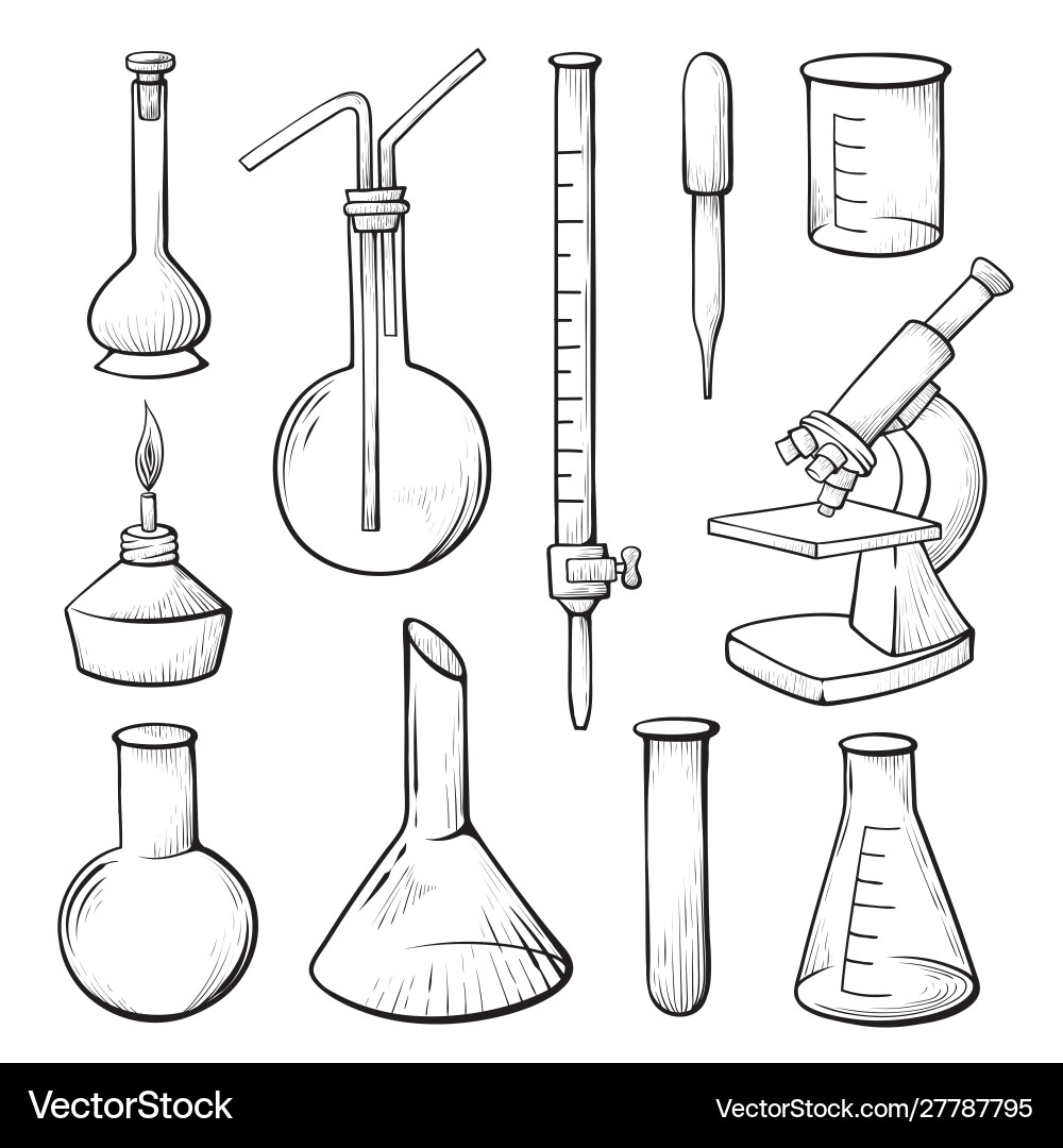 Laboratory equipment set (1) Line drawing - Stock Illustration [103711548]  - PIXTA