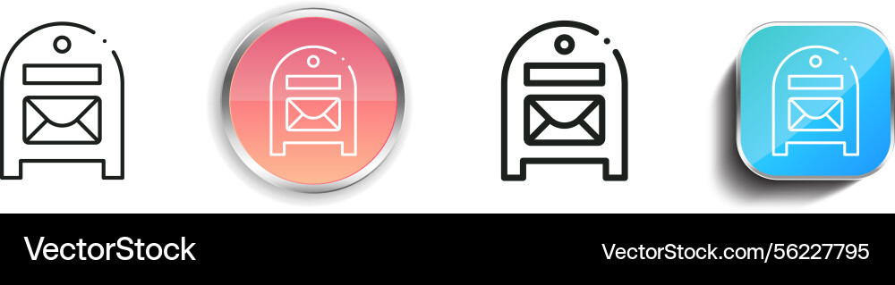 Mail box icon thin linear regular and button Vector Image