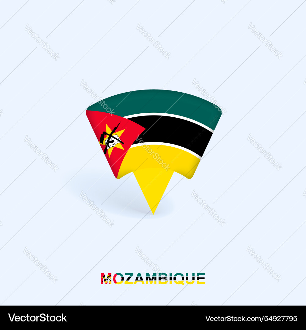 Mozambique flag map pointer design with shadow Mozambique flag map pointer design with shadow vector image