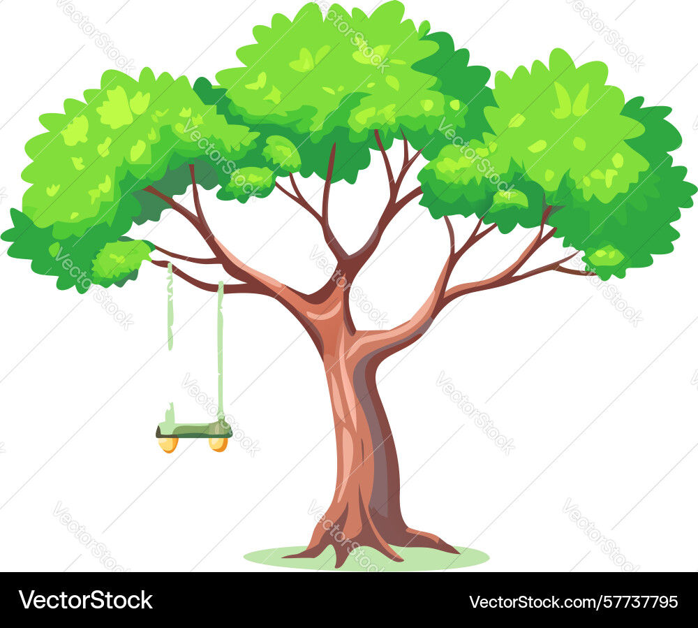 Playful tree with rope swing design generative ai Vector Image