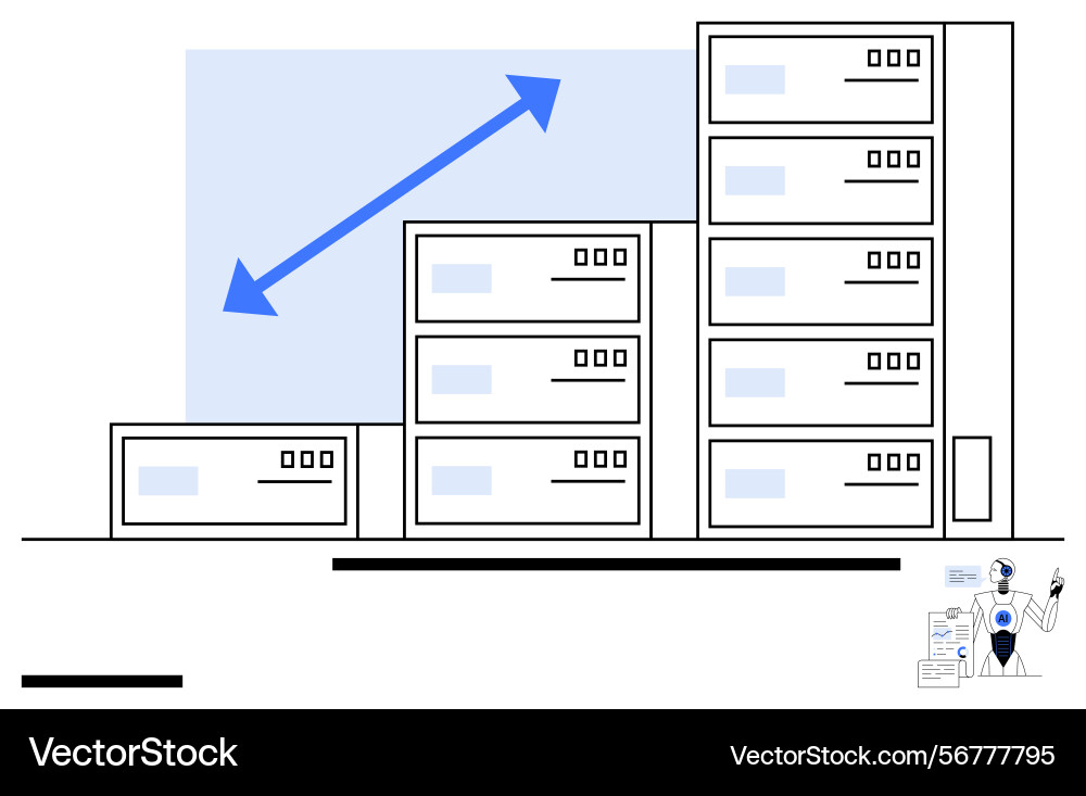 Scalability concept with server stacks Scalability concept with server stacks Vector Image