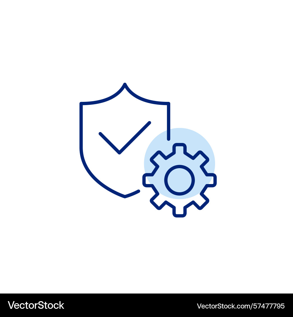 Shield with checkmark and cogwheel security vector image