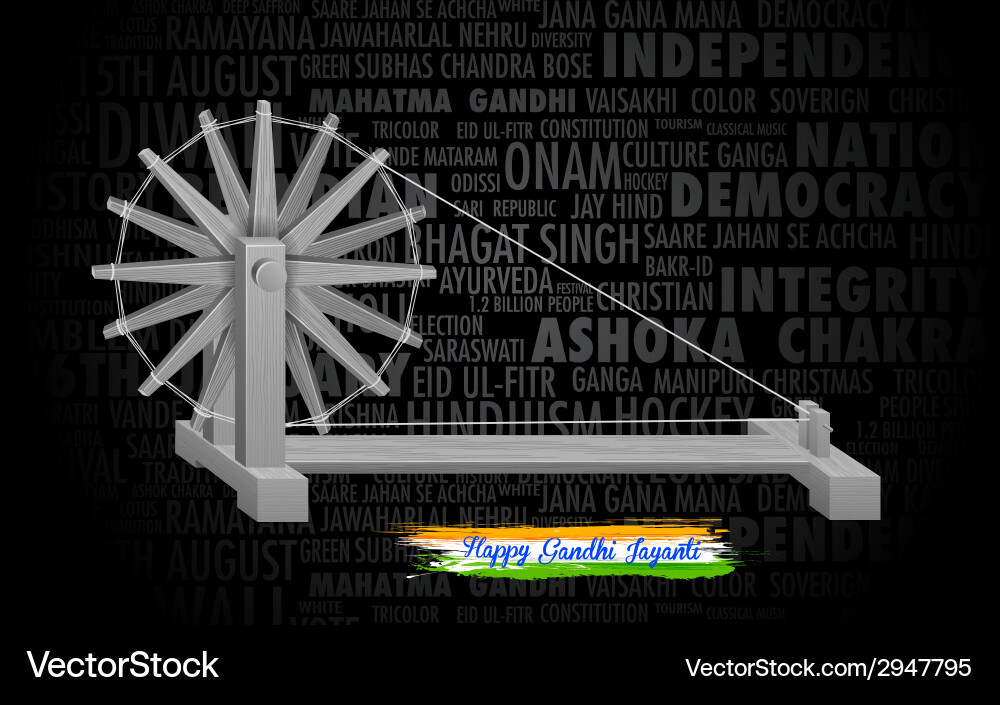 Spinning wheel on india background for gandhi vector image
