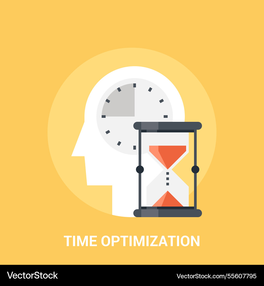 Time optimization flat icon design concept Time optimization flat icon design concept vector image
