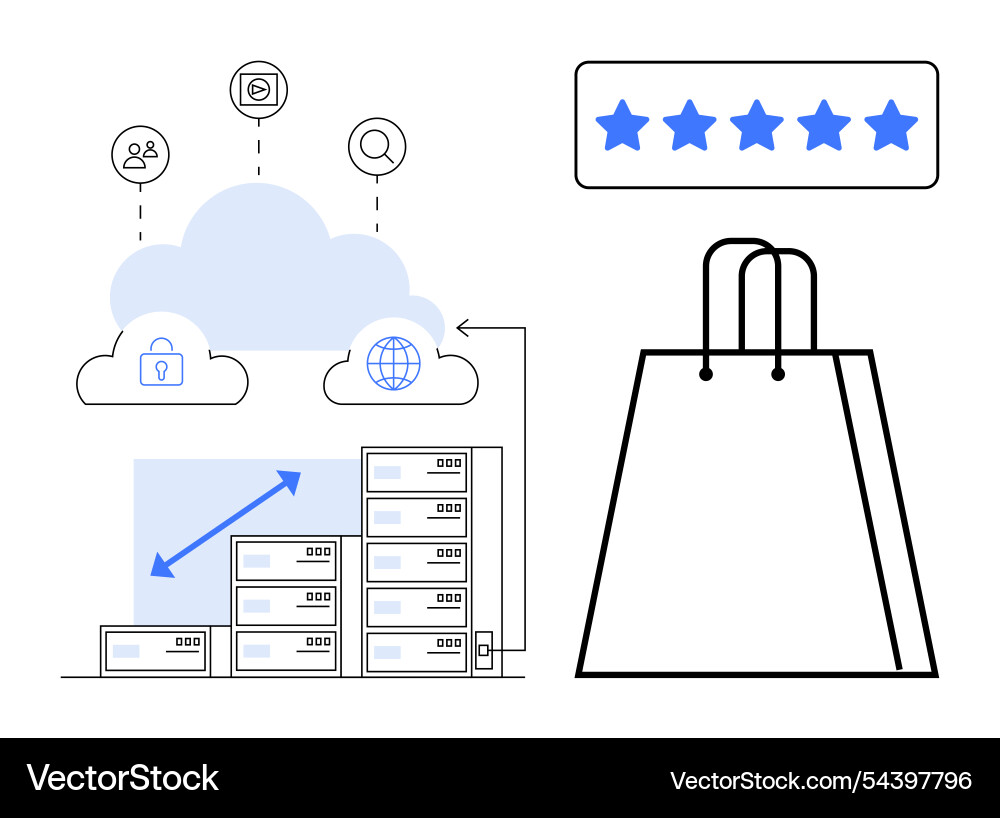 Cloud computing for e-commerce server storage vector image