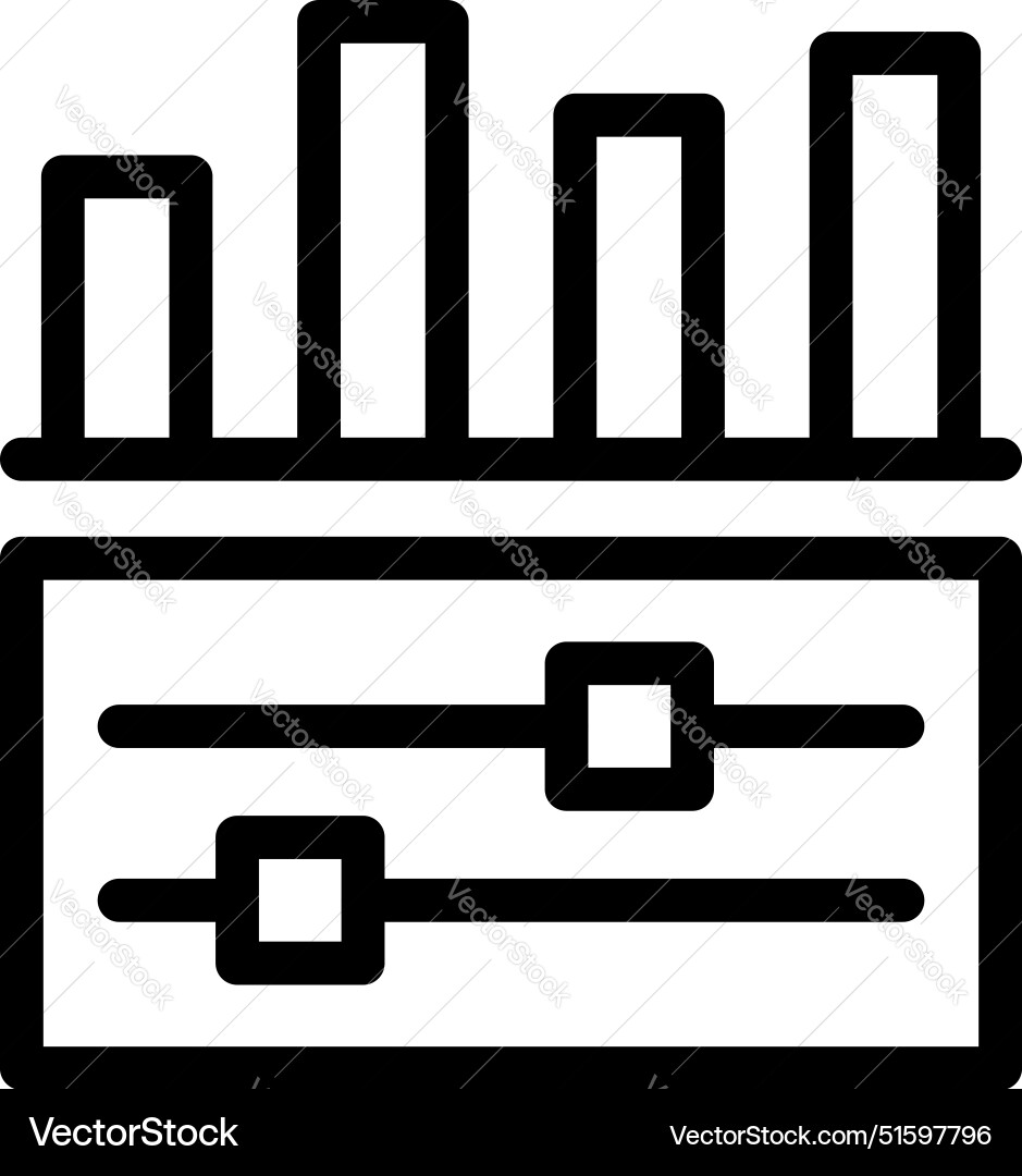 Digital equalizer panel displaying audio levels Digital equalizer panel displaying audio levels vector image