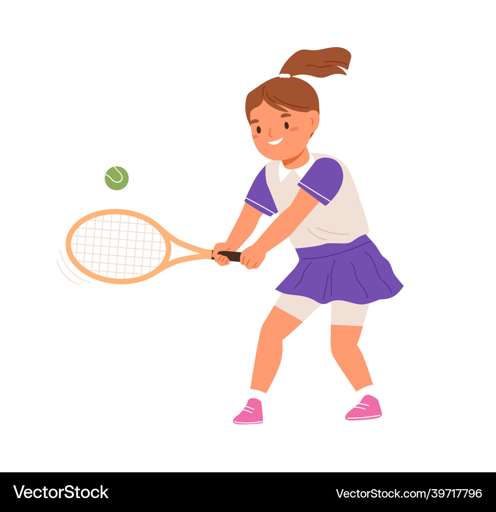 Girl playing tennis serving ball with racket Girl playing tennis serving ball with racket vector image