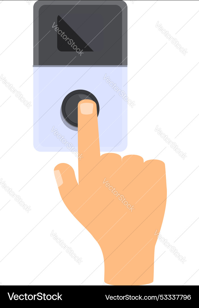 Hand pressing black button on modern intercom Hand pressing black button on modern intercom vector image