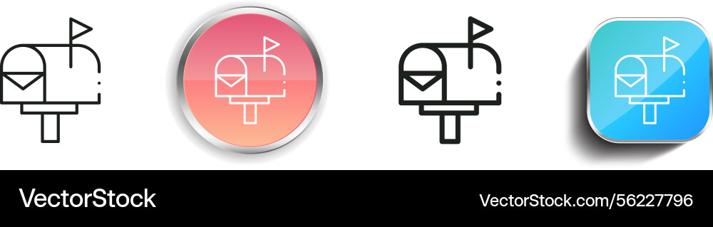 Mailbox Symbol dünn linear regelmäßig und Taste Mailbox Symbol dünn linear regelmäßig und Taste vektorbild