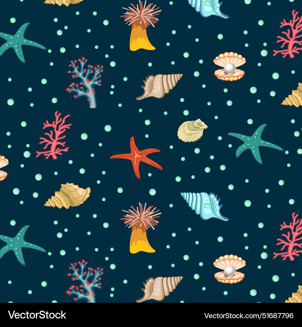 Pattern with sea shellfish Vector Image