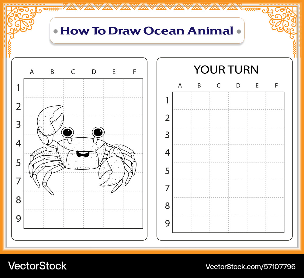 Step by guide on how to draw a crab Vector Image