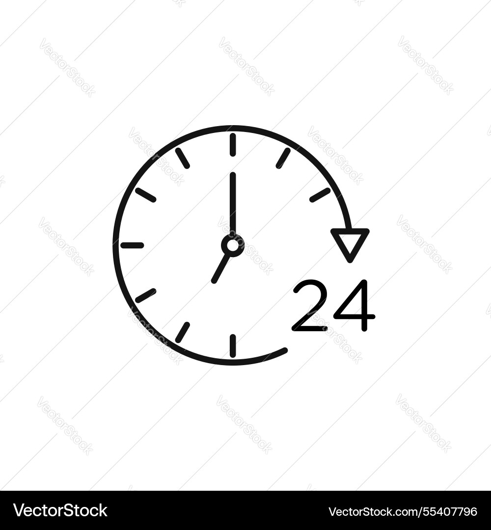 Time twenty four icon simple thin line vector image
