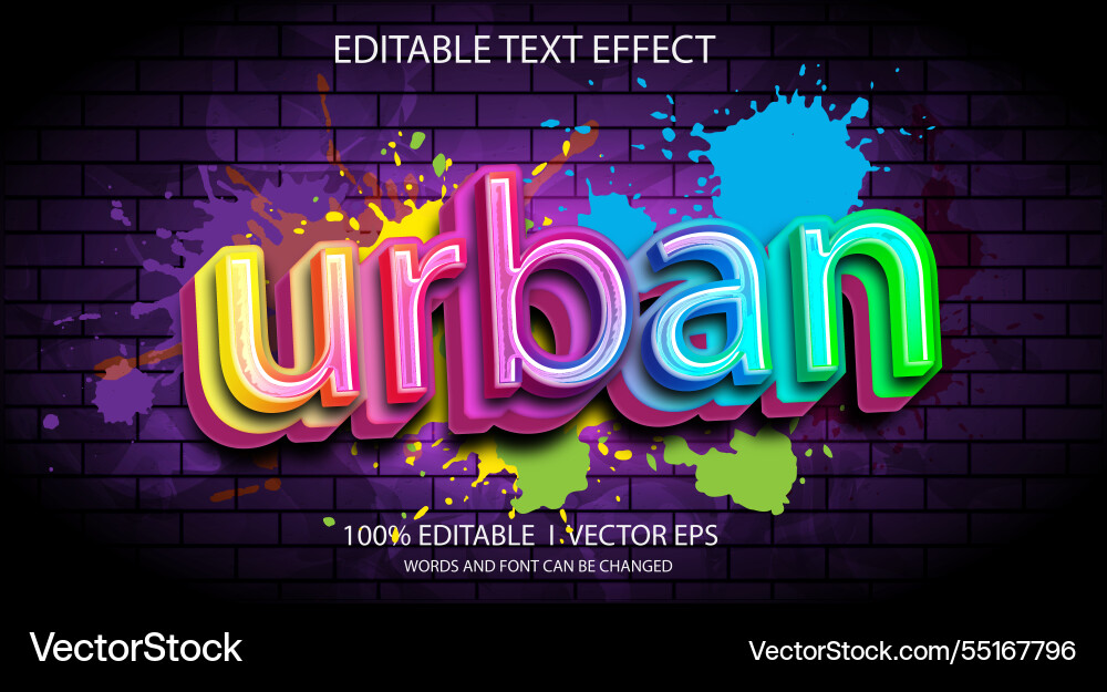 Urban text effect with modern style design Urban text effect with modern style design Vector Image