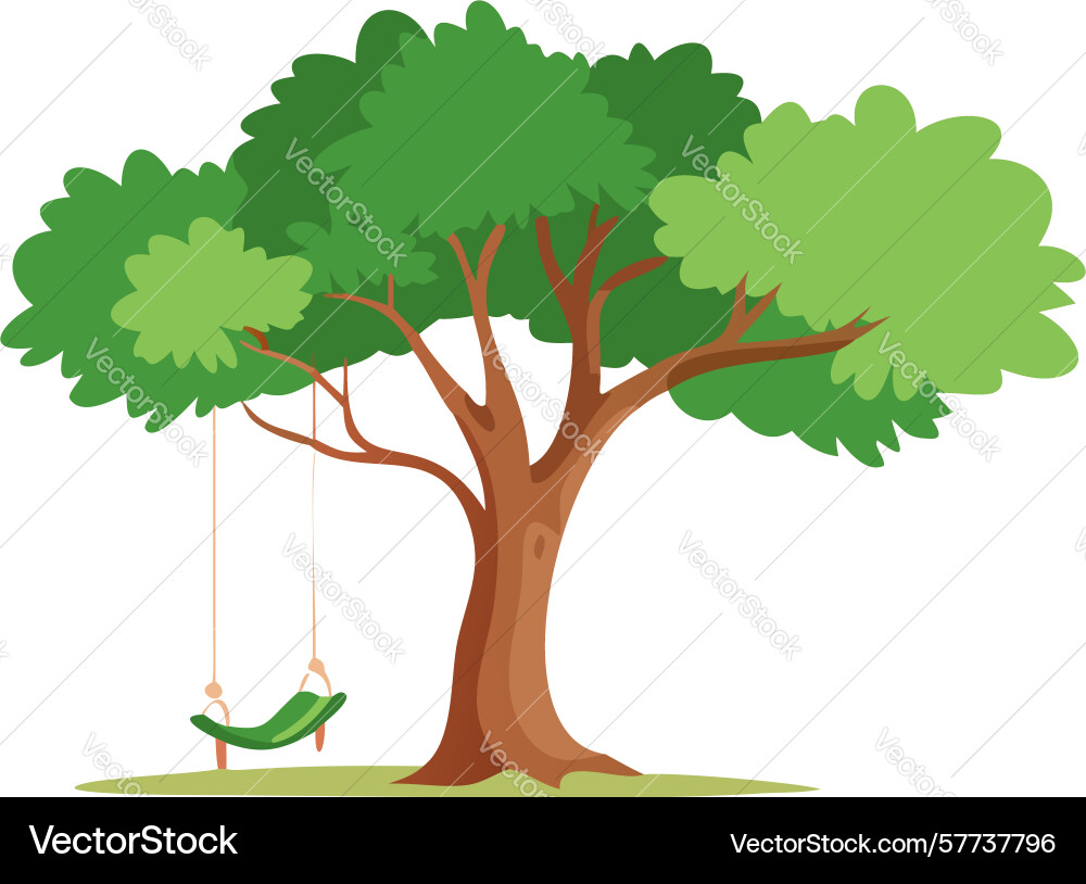 Whimsical tree with swing design generative ai Vector Image