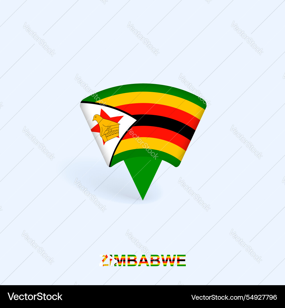 Zimbabwe flag map pointer design with shadow Zimbabwe flag map pointer design with shadow vector image