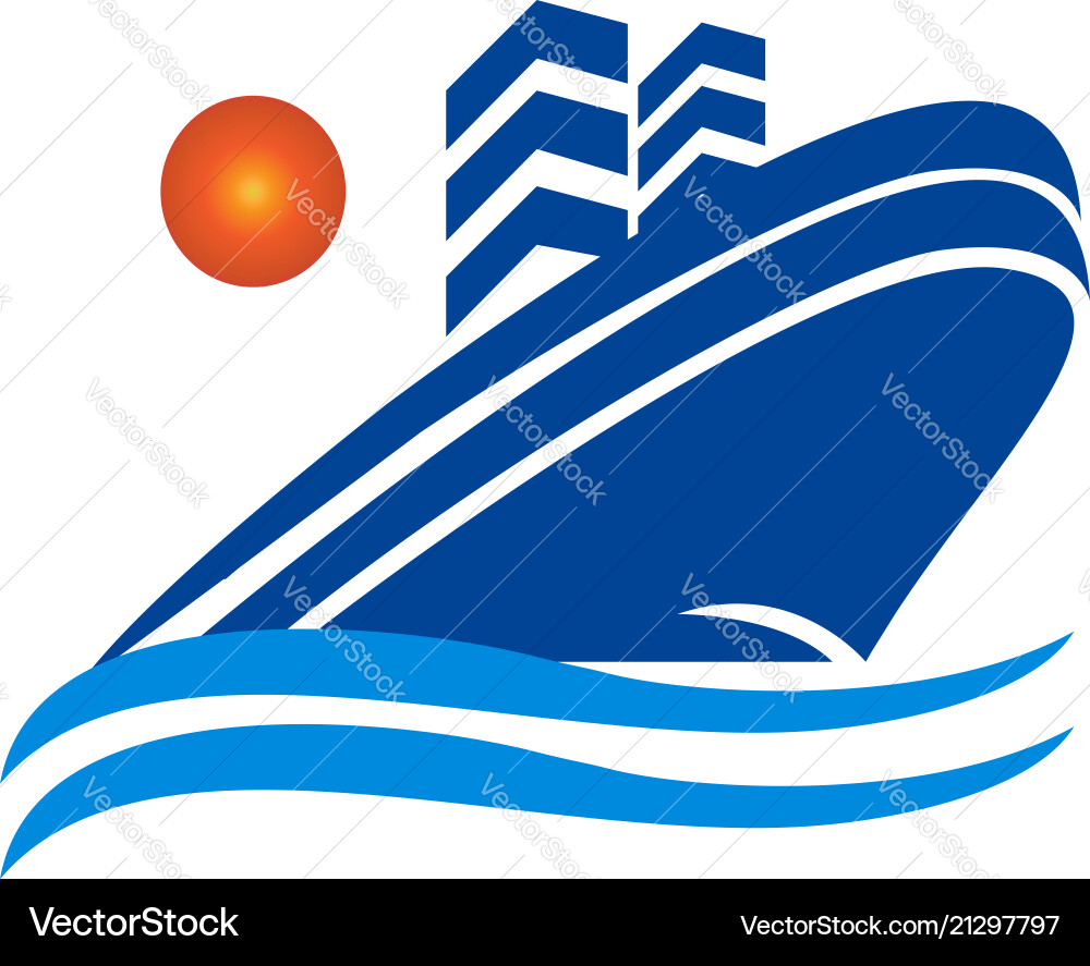 Blue Cruise Ship Logo – Royalty-Free Vector | VectorStock, image size:1000x887
