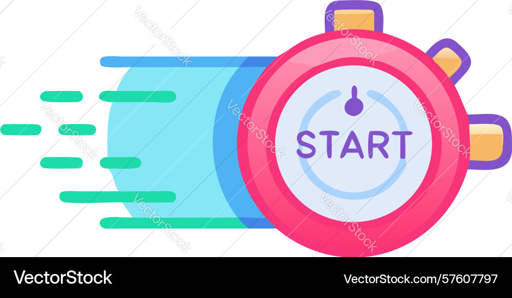 Dynamic start button icon with motion speed lines vector image