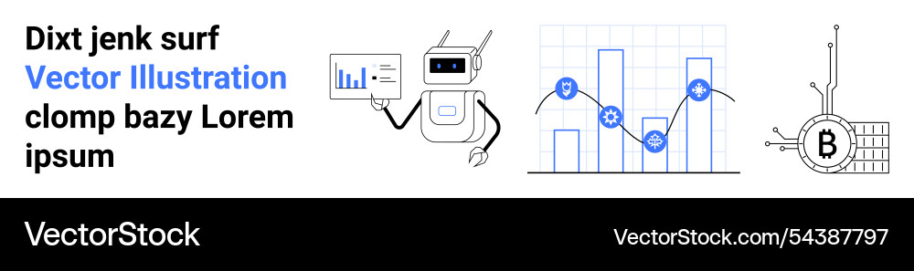 Futuristic ai robot with data chart and bitcoin Futuristic ai robot with data chart and bitcoin vector image