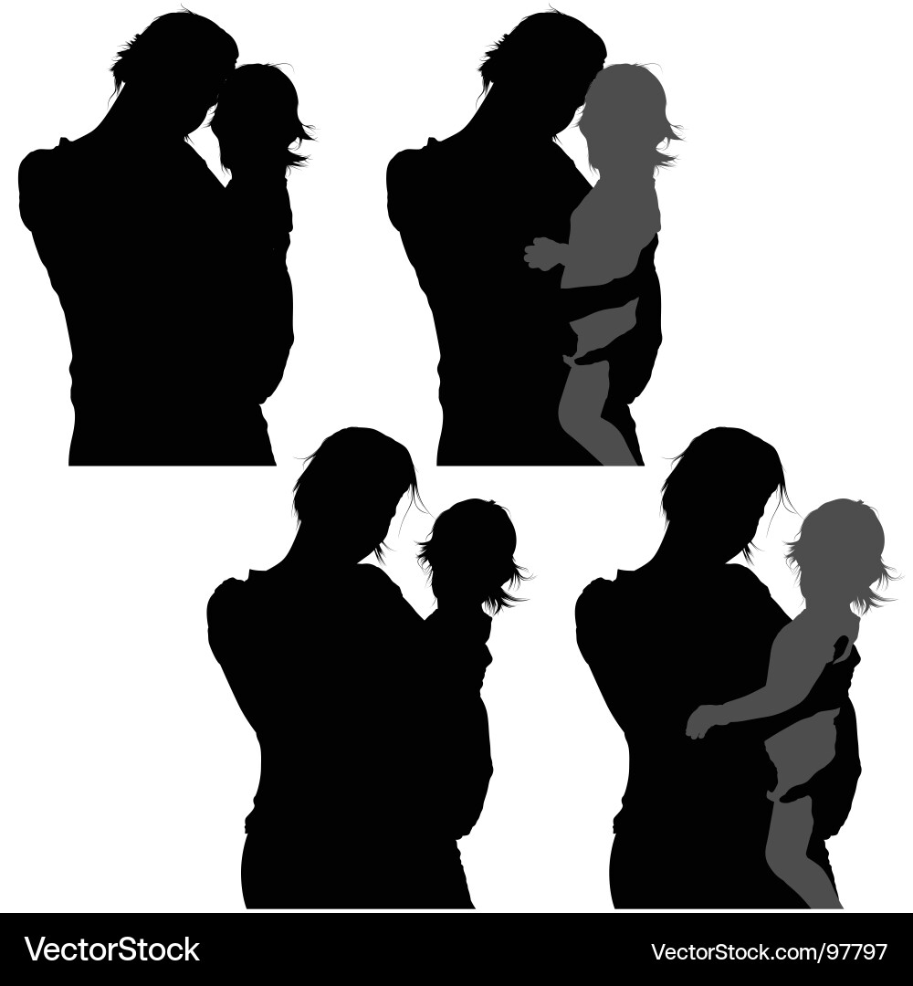 Loving Mother and Child Silhouette Vector Image