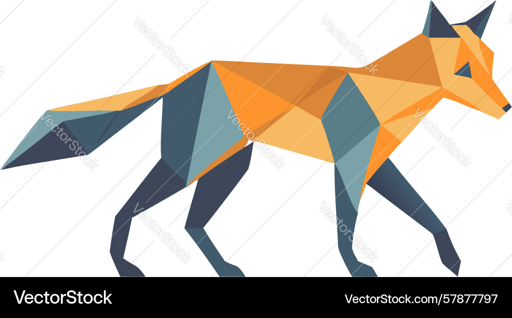 Low poly fox abstract design generative ai vector image