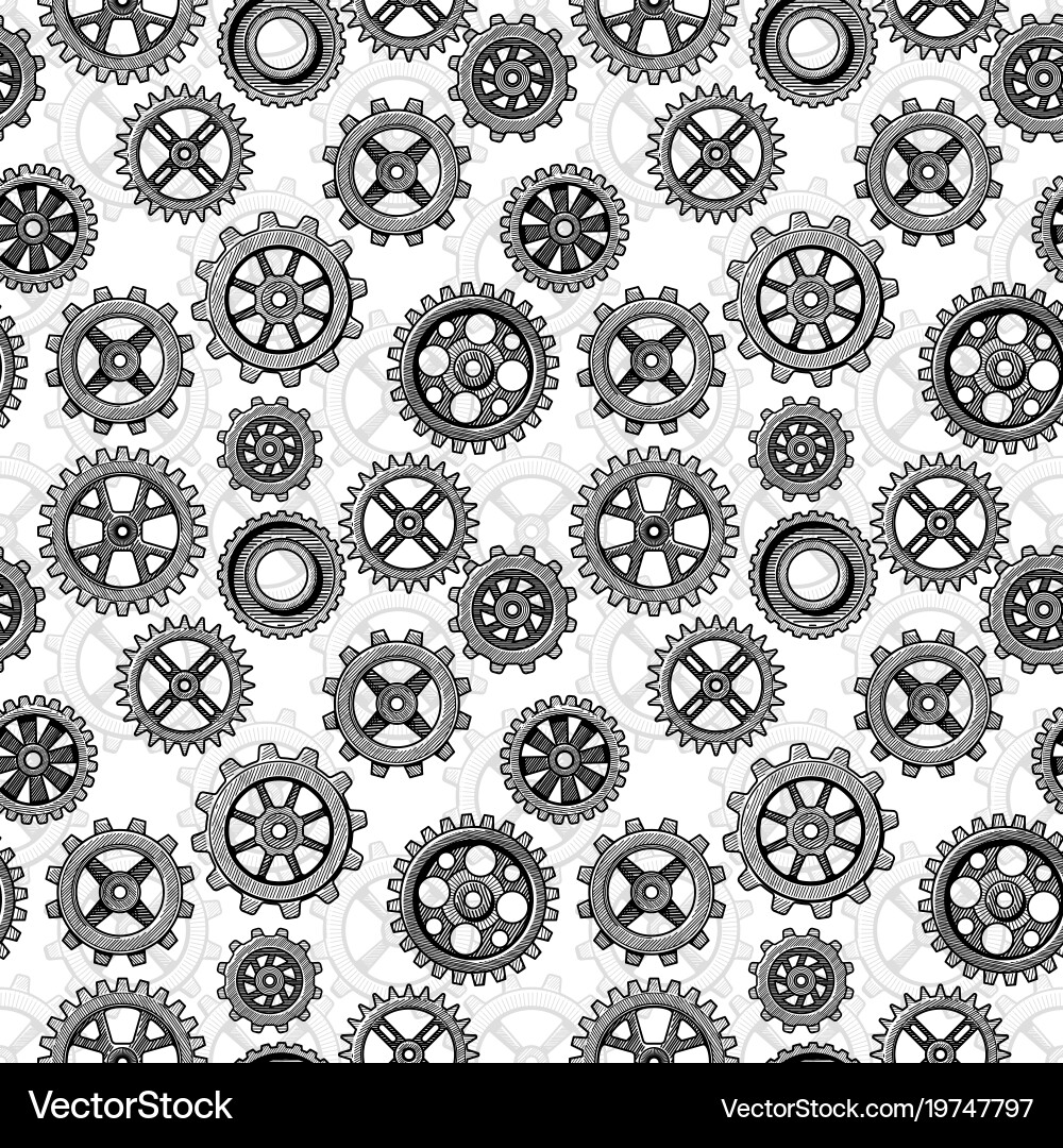 Mechanical Gears Seamless Pattern vector image