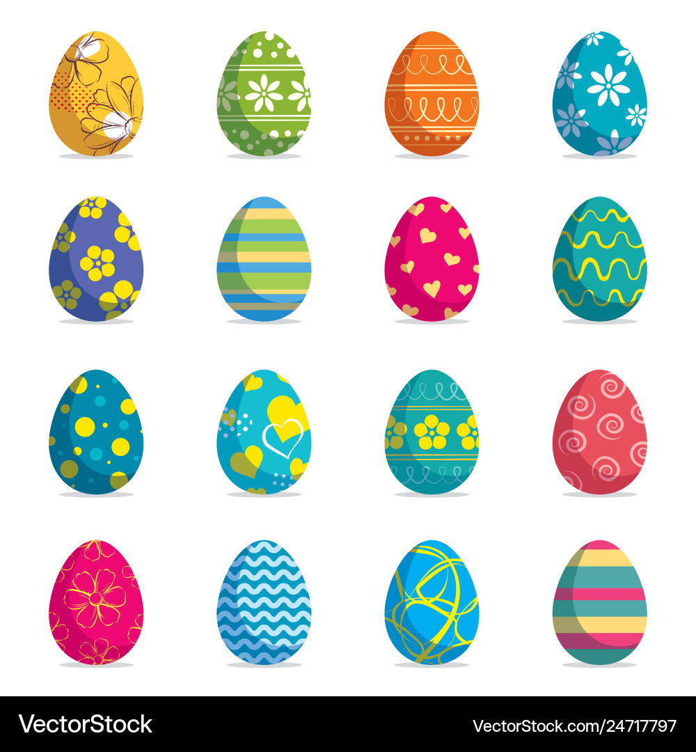 Set of easter eggs isolated background modern Set of easter eggs isolated background modern Vector Image