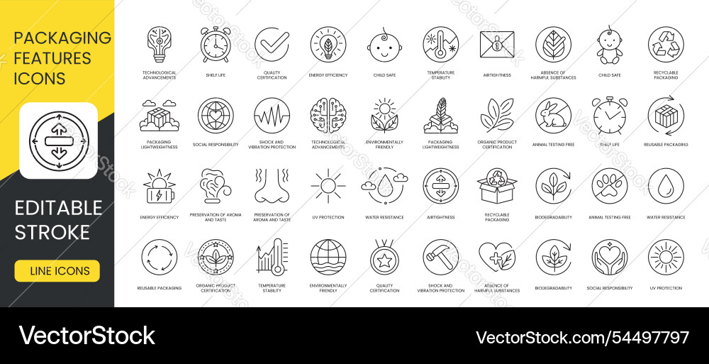 Set of linear icons with editable stroke Set of linear icons with editable stroke vector image