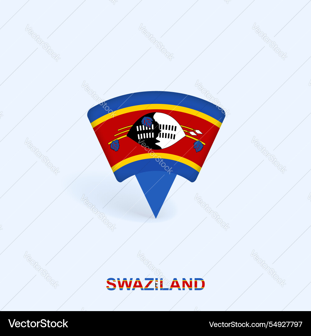 Swaziland flag map pointer design with shadow Swaziland flag map pointer design with shadow vector image
