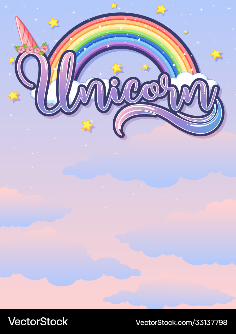 Blank banner with unicorn logo in pastel sky