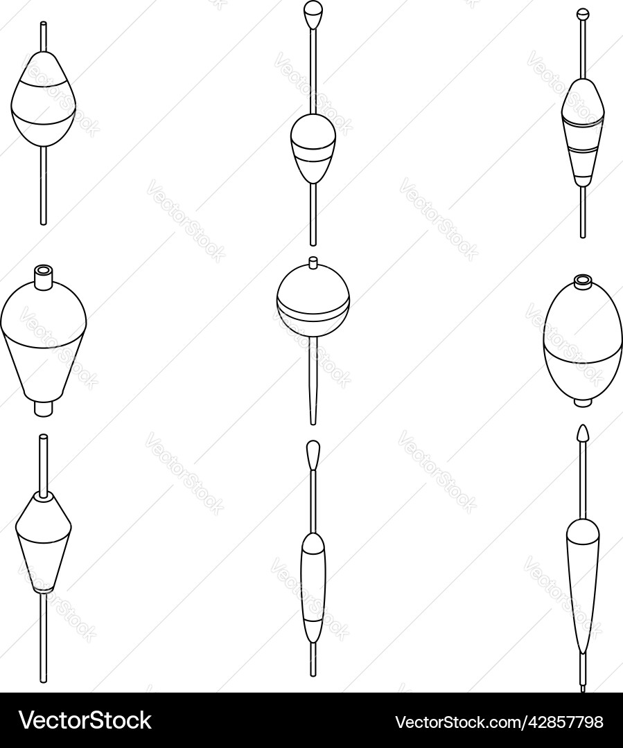 Bobber icons set outine Bobber icons set outine Vector Image