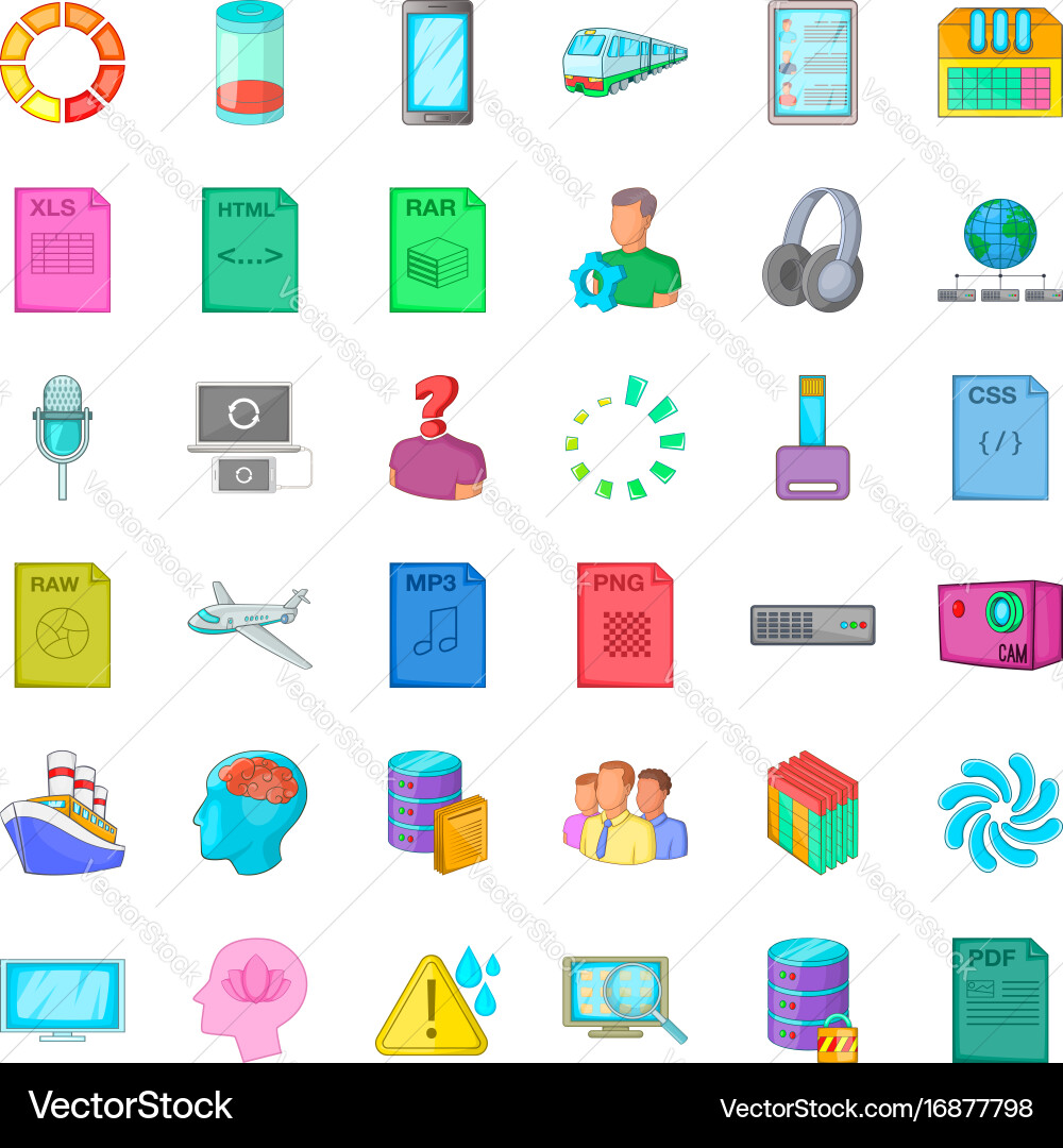 Cloud computing icons set cartoon style vector image