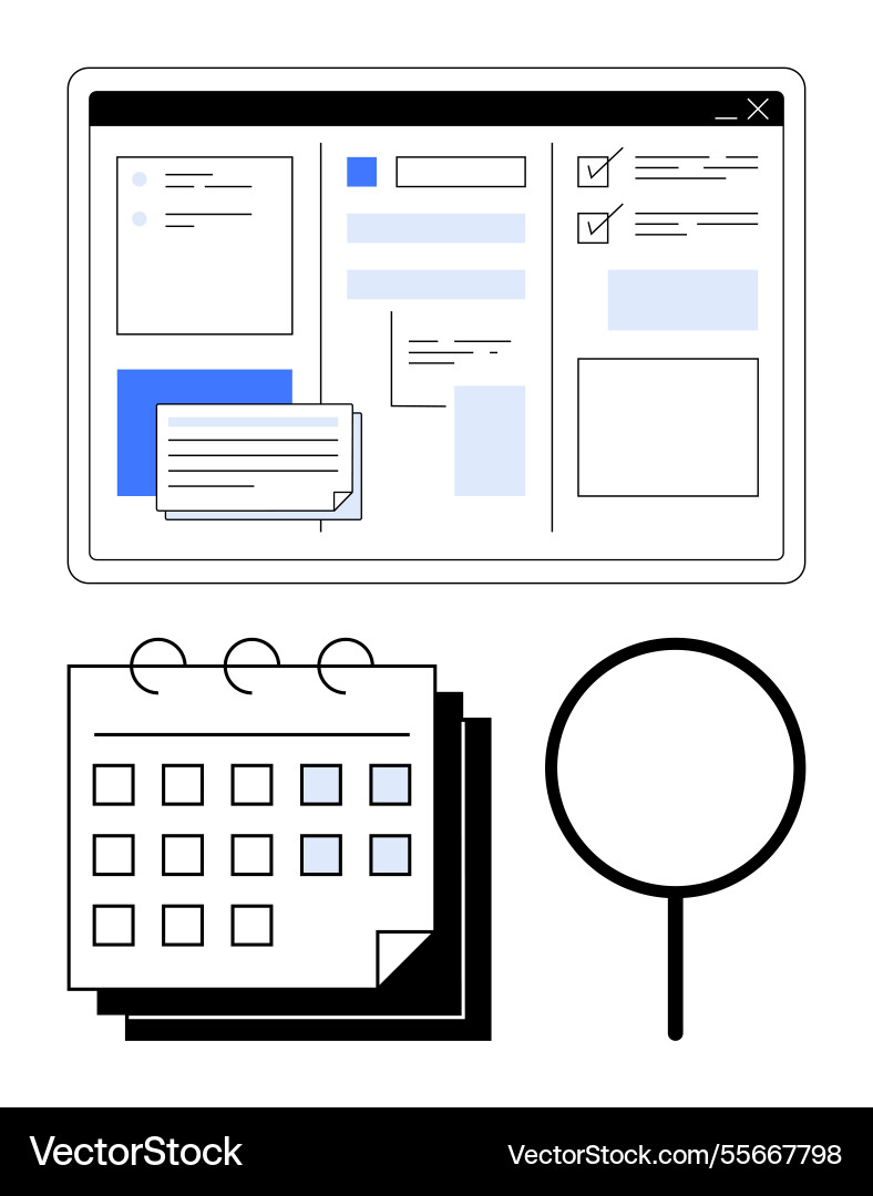 Digital interface with task management dashboard Digital interface with task management dashboard vector image