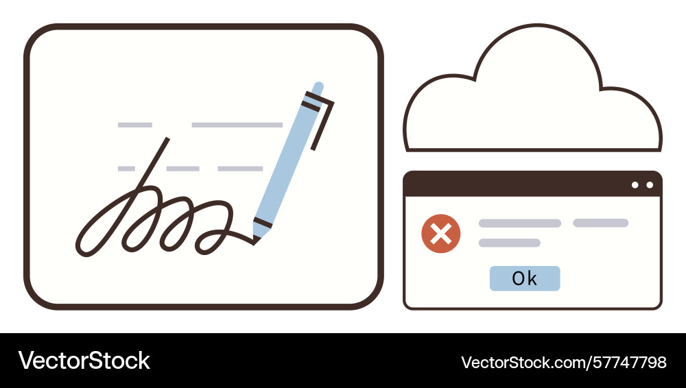 Digital signature with error notification concept Digital signature with error notification concept vector image