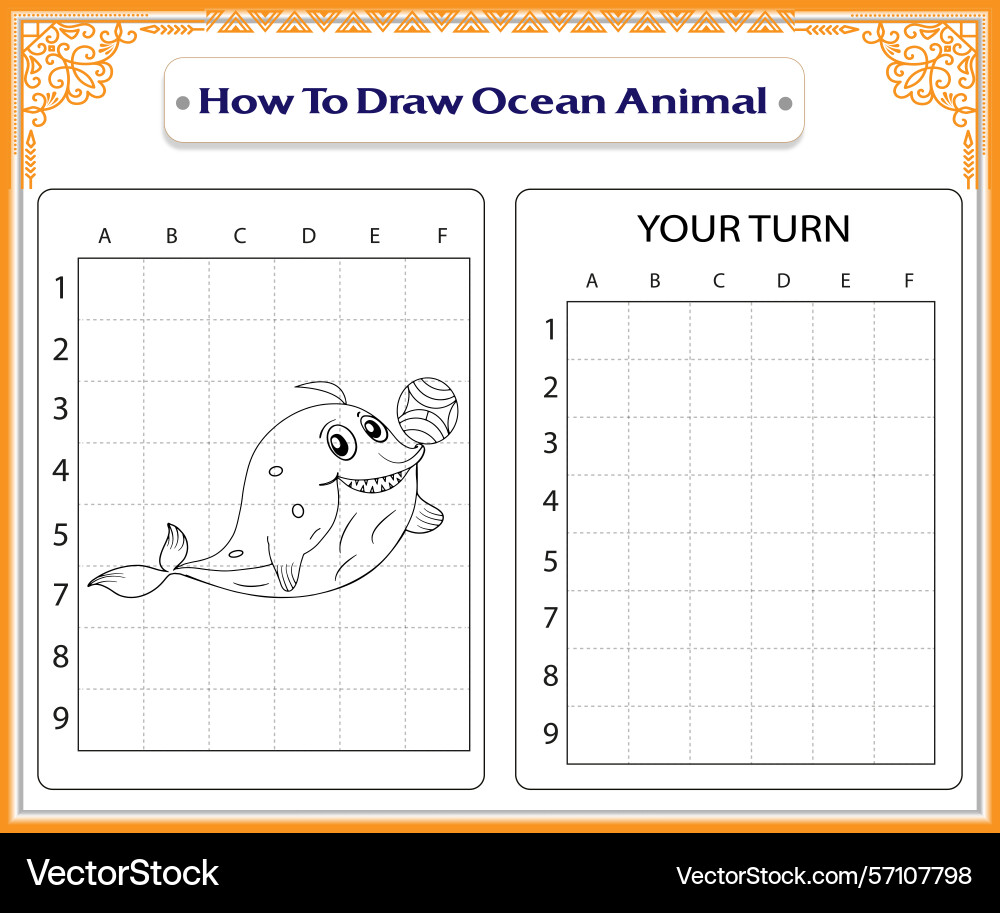 Drawing tutorial how to draw a seal with ball Vector Image