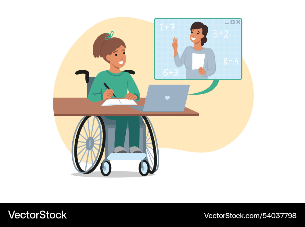 Inklusive Ausbildung für Teenager Mädchen sitzen Inklusive Ausbildung für Teenager Mädchen sitzen vektorbild