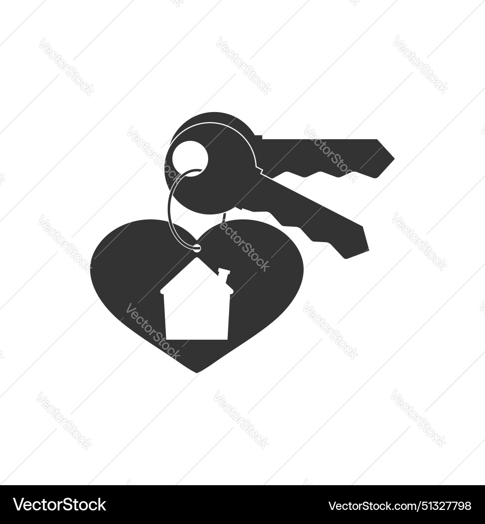 Keychain with keys in the shape of a heart Keychain with keys in the shape of a heart Vector Image