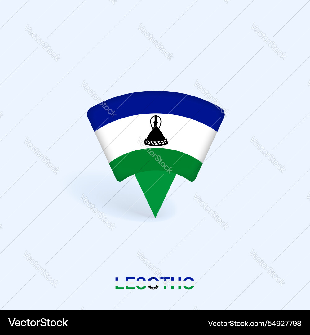Lesotho flag map pointer design with shadow Lesotho flag map pointer design with shadow vector image