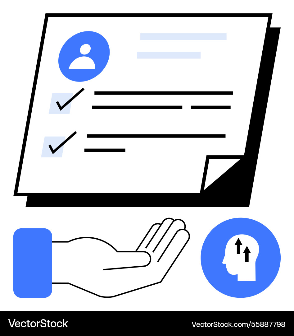 Task document with checklist open hand gesture vector image
