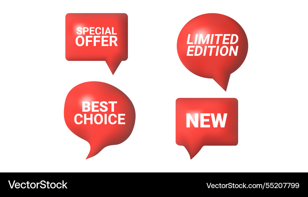 3d speech bubbles different shapes message icon 3d speech bubbles different shapes message icon vector image