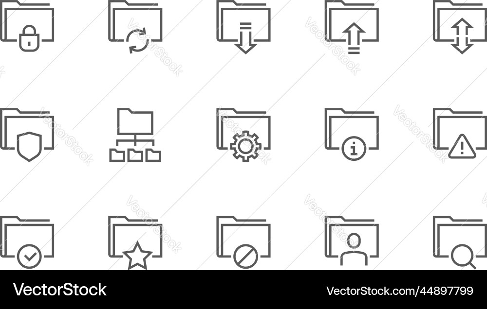 Archive and folders line icons set Archive and folders line icons set vector image